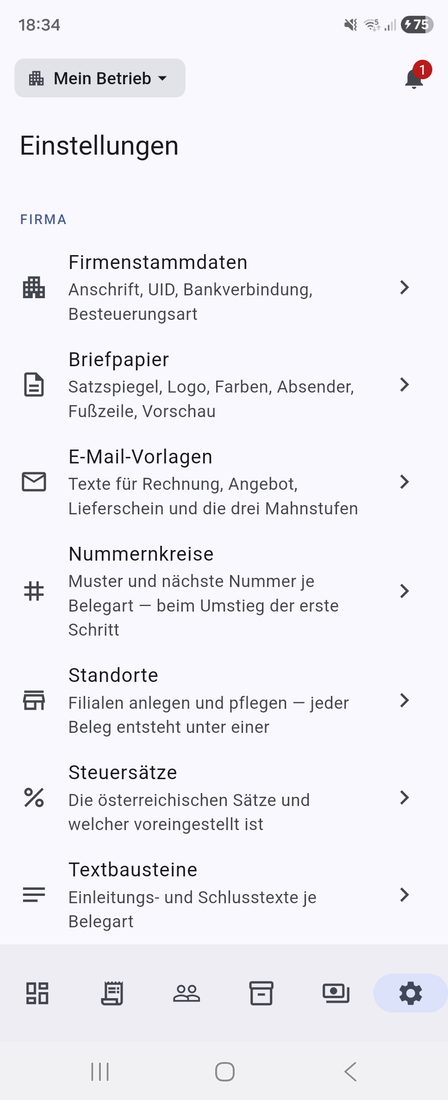 Die Einstellungen am Telefon