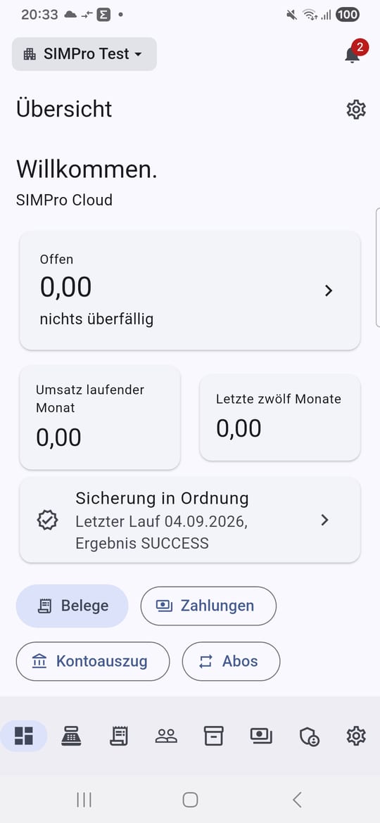 Dieselbe Übersicht am Telefon