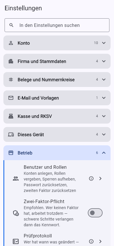 Dieselben Einstellungen am Telefon