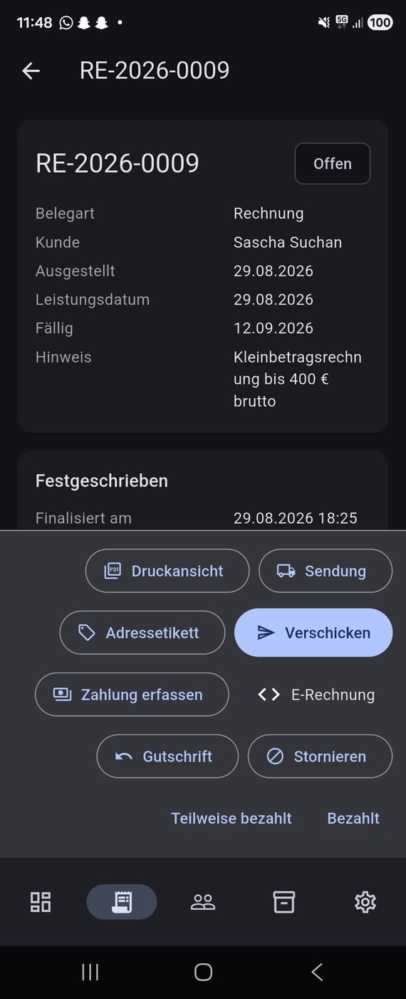 Ein Beleg am Telefon